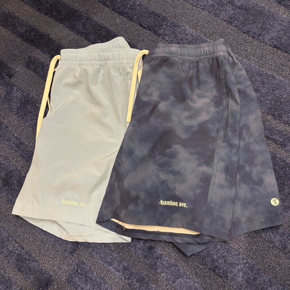 2 Pair Of Bamboo Ave Mens Shorts Large Pull On Drawstring Pockets Comfort